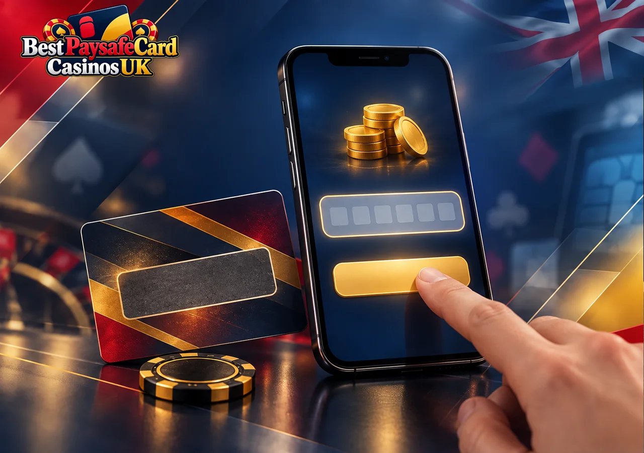A simple deposit guide explains how to fund a casino account with a PaysafeCard voucher.